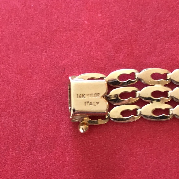 14K gold 7” panther link bracelet - Picture 5 of 7